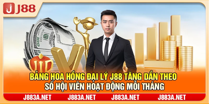 Bảng hoa hồng đại lý J88 tăng dần theo số hội viên hoạt động mỗi tháng